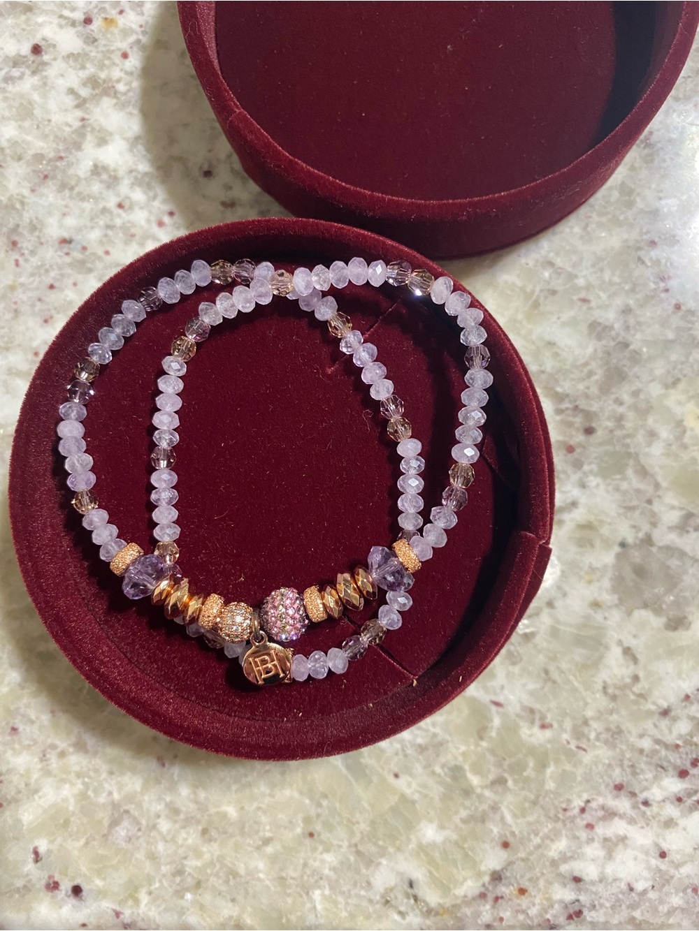 SPARKLE BALL DOUBLE WRAP BRACELET in Amethyst and Rose Gold - Picture 4 of 4